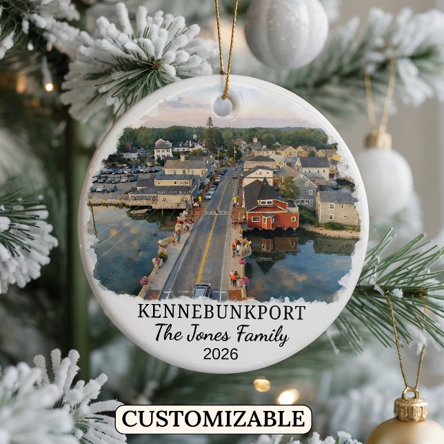 Personalized Kennebunkport Ornament, Custom Maine Ceramic Tree Decoration (Creator Uploaded)
