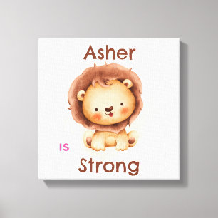 Personalized Kids Affirmation Strong Lion Canvas Print