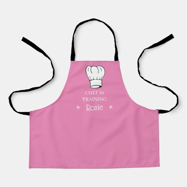 Personalized Kids Aprons Chef in Training Pink (Front)