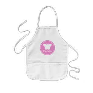 Personalized kids baking apron with cute butterfly
