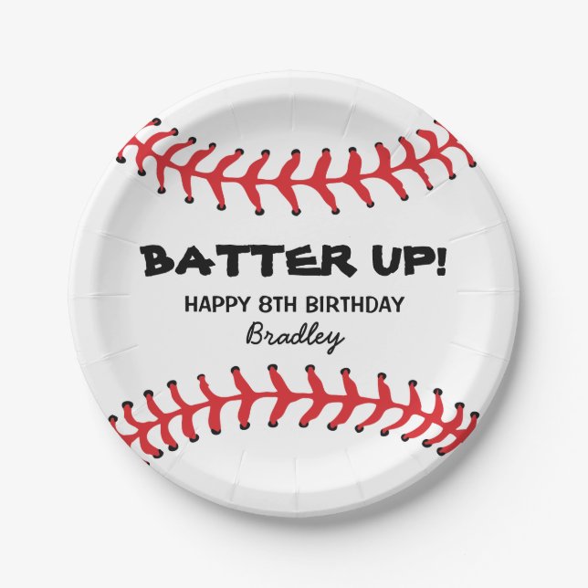PERSONALIZED KIDS BASEBALL BIRTHDAY PLATES (Front)