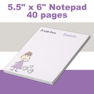 Personalized Kids blonde stick girl purple Notepad
