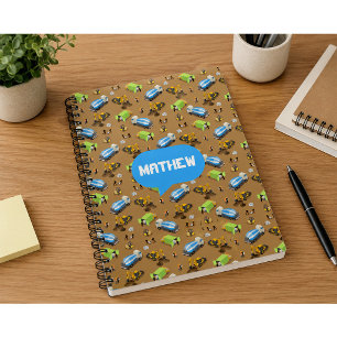 Personalized Kids Construction Vehicles  Notebook