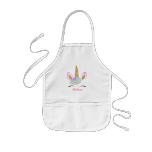 Personalized Kids Cute Unicorn Rainbow Monogram Apron