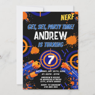 Personalized Kids Nerf Birthday Invitation
