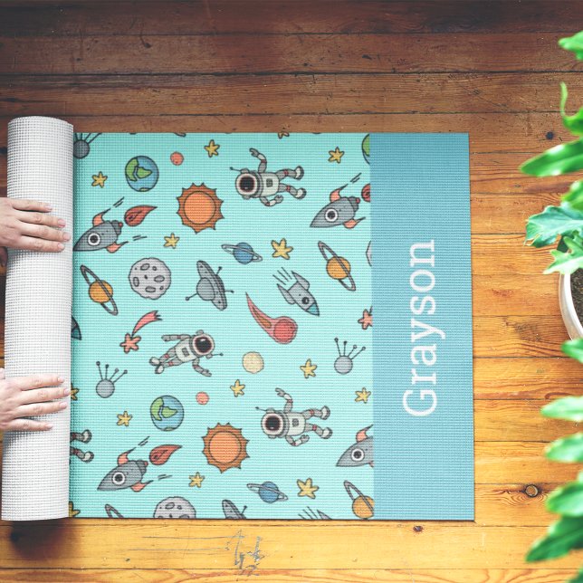 Personalized Kids Outer Space Theme Yoga Mat (Creator Uploaded)
