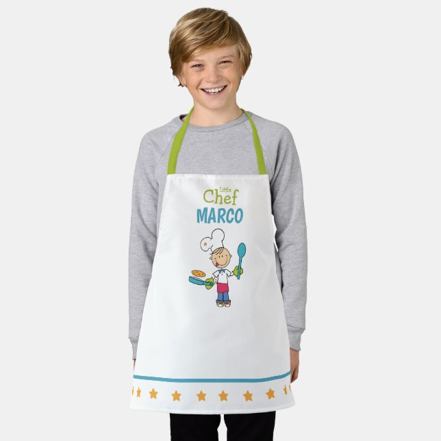 Personalized Kids Pancake Chef Apron With Stars (Worn)