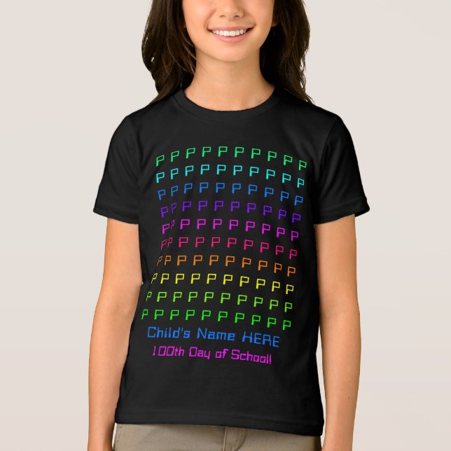 Personalized Kids Rainbow, Fun 100th Day of School Tri-Blend Shirt (Front)