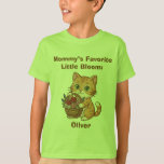 Personalized Kids' Shirt | Cute Cat & Name<br><div class="desc">Celebrate spring with this adorable personalized kids' t-shirt! Featuring a charming ginger cat with a lush basket of flowers on a fresh lime green background, this design is perfect for both boys and girls. Originally AI-generated and then meticulously hand-refined to ensure vibrant colors and superior quality. Make it truly unique...</div>