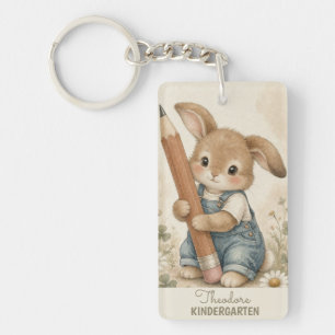 Personalized Kindergarten Cute Bunny Key Ring