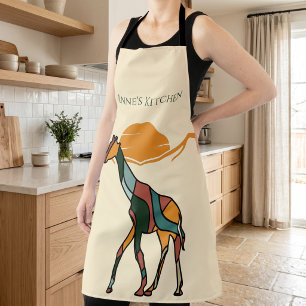 Personalized Kitchen Name Giraffe Boho Mom Gift Apron