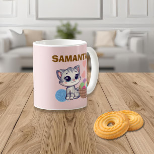 Personalized  Kitten & Yarn Classic Mug