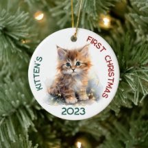 Personalized Kitten's First Christmas Design
