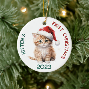 Personalized Kitten's First Christmas Design Ceramic Tree Decoration