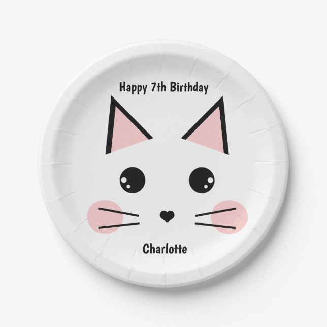 Personalized Kitty Cat Paper Plate (Front)