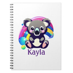 Personalized Koala Bear and Rainbow Notebook