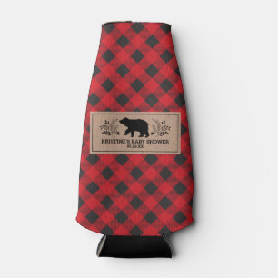 Personalized Kraft Lumberjack Buffalo Plaid Bottle Cooler