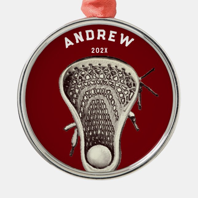 Personalized Lacrosse Collectible Metal Tree Decoration (Front)