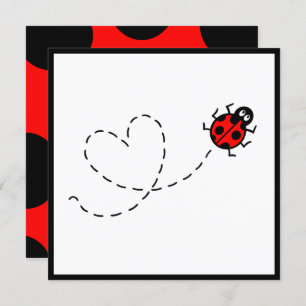 Personalized Ladybird Heart Pattern Invitation