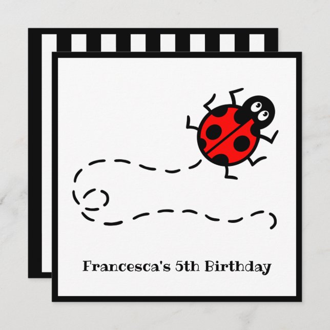 Personalized Ladybird Pattern Invitation (Front/Back)