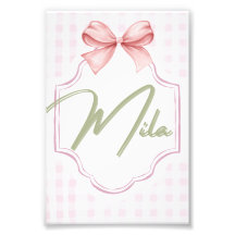 Personalized Lainey Baby Girl Nursery Bow&Gingham 