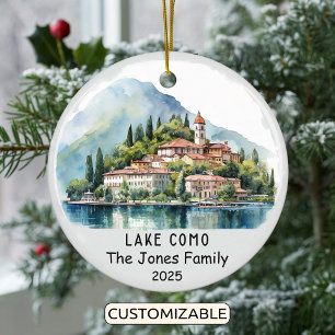 Personalized Lake Como Ornament, Italy Ceramic Tree Decoration
