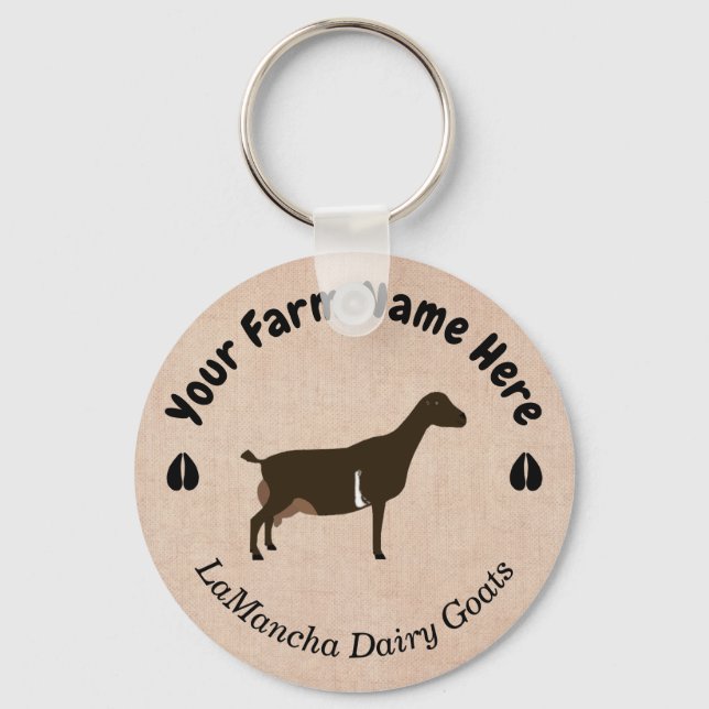 Personalized LaMancha Dairy Goat Key Ring (Front)