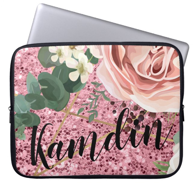 Personalized Laptop Case Geometric Garden Rose Gol (Front)