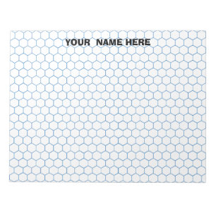 Personalized Large Hexagon Graph Paper Notepad
