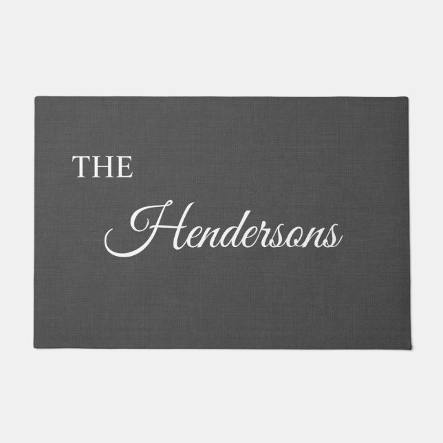 Personalized Last Name Door Mat in Gray (Front)