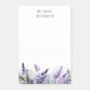 Personalized Lavender Flowers Teacher Appreciation Post-it Notes