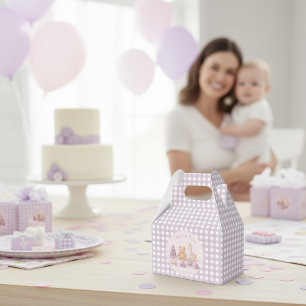 Personalized Lavender Gingham 1st Birthday  Favour Box