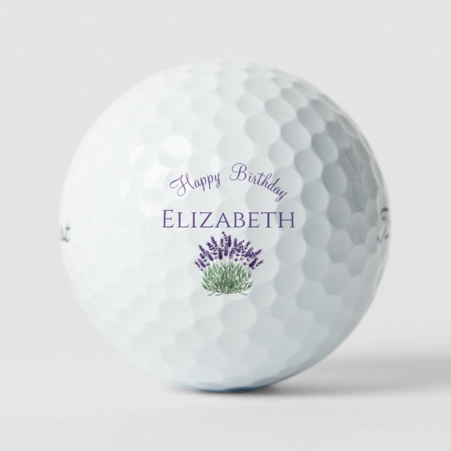 Personalized Lavender Happy Birthday Titleist  Golf Balls (Front)