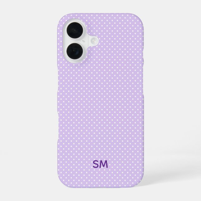 Personalized Lavender Polka Dot Phone Case (Back)