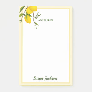 Personalized Lemon Citrus Botanical  Post-it Notes