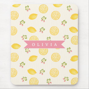 Personalized Lemon Floral Summer Custom Name Mouse Pad