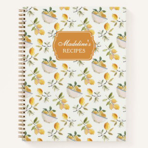 Personalized Lemon Pattern Recipe Book