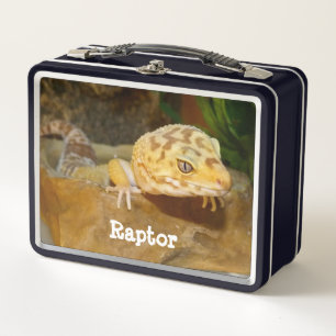 Personalized Leopard Gecko Lizard Metal Lunch Box