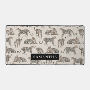 Personalized Leopard Print  Custom Name  Desk Mat