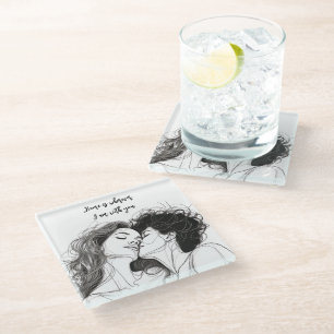 Personalized Lesbian Couple Acrylic Keychain Glass Coaster