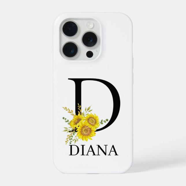 Personalized Letter D Sunflower Phone Case  (Back)