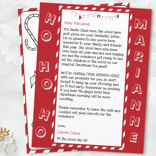 Personalized Letter From Santa For Kids (HO HO HO Father Christmas Letter Red)