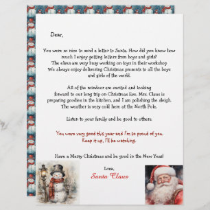 Personalized Letter From Santa Snowman