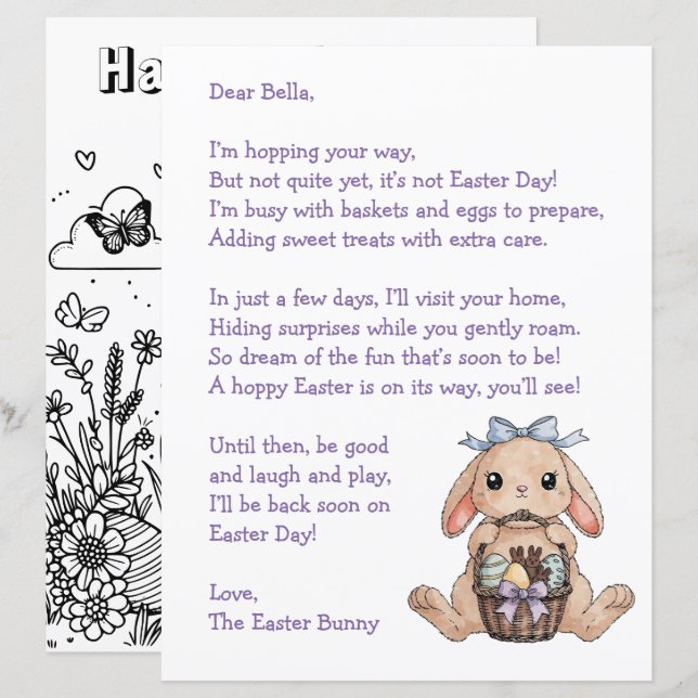 Personalized Letter & from the Easter Bunny (Front/Back)