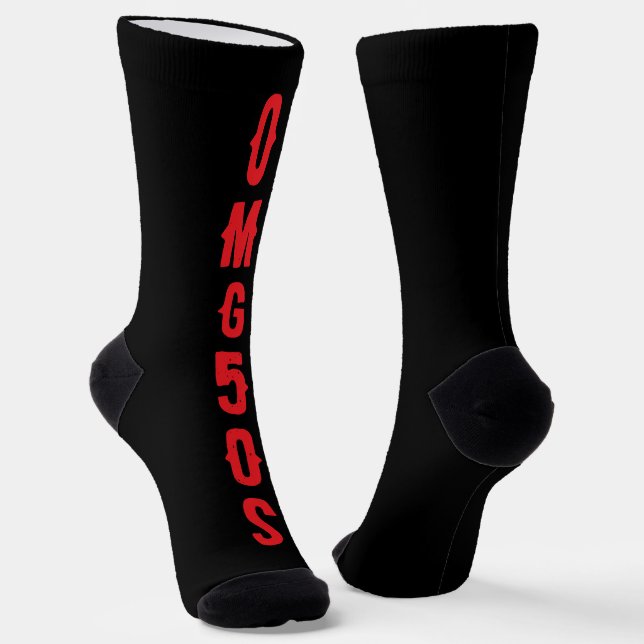Personalized lettering red black modern background socks (Angled)