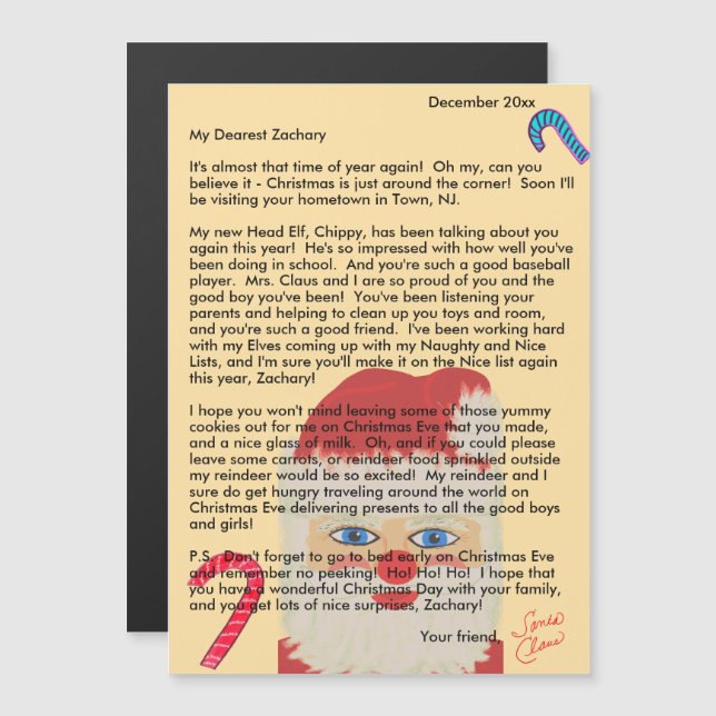 Personalized Letters from Santa Candy Canes Name (Front/Back)