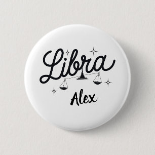 Personalized Libra Zodiac Sign Art  6 Cm Round Badge