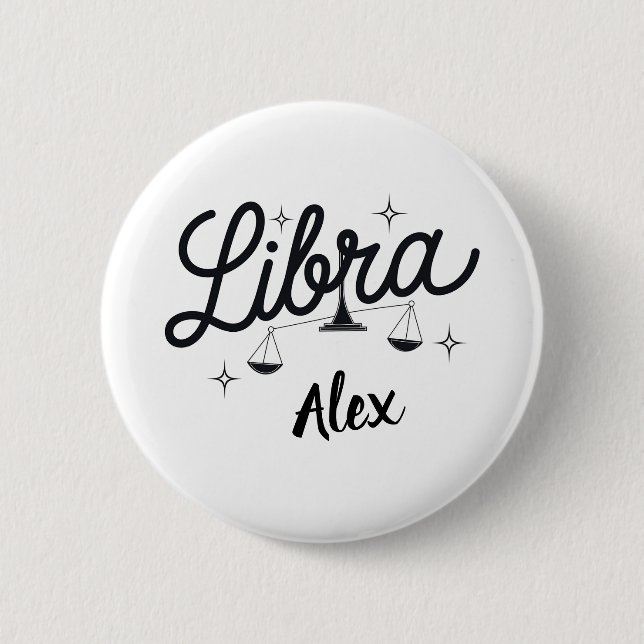 Personalized Libra Zodiac Sign Art  6 Cm Round Badge (Front)