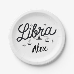 Personalized Libra Zodiac Sign Art  Paper Plate