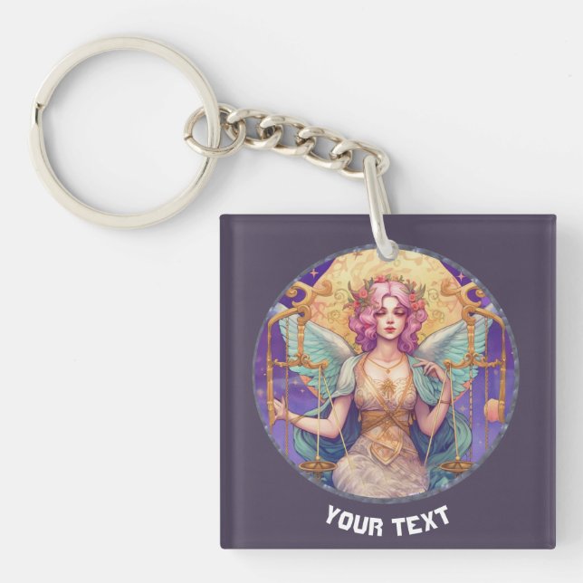 PERSONALIZED LIBRA ZODIAC SIGN  KEY RING (Front)